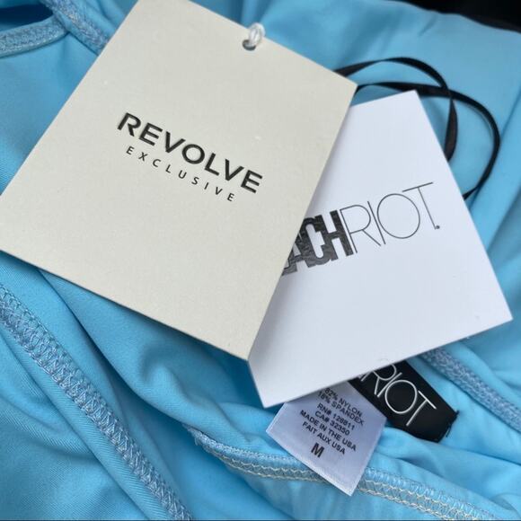 Revolve Exclusive Beach Riot Crevst Ruffle Bikini Top - Size Medium - Light Blue - Picture 2 of 2